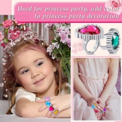 96 Pieces Pirates Plastic Jewel Rings for Kid Jumbo Rhinestone Rings Colorful Little Girls Jewel Rings for Bridal Shower and ...