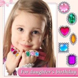 96 Pieces Pirates Plastic Jewel Rings for Kid Jumbo Rhinestone Rings Colorful Little Girls Jewel Rings for Bridal Shower and ...