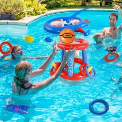 Pool Toys Games Set Floating Basketball Hoop & Inflatable Cornhole Pool Toss Game for Kids and Adults Swimming Pool Toys Fun ...