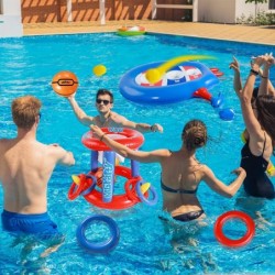 Pool Toys Games Set Floating Basketball Hoop & Inflatable Cornhole Pool Toss Game for Kids and Adults Swimming Pool Toys Fun ...