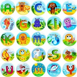 Floating Animals & Alphabet Flash Cards for Bathtub - Preschool Learning Toddler Flash Cards - Educational Bath Toys for 18 M...