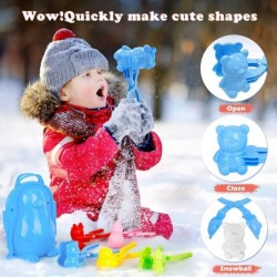 Snowball Maker Snow Toys for Kids 7 Pcs Winter Outdoor Christmas Snow Toys Snow Molds Toy Kit with Penguin Duck Snowmen Castl...