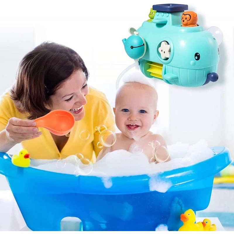 Bathtub Toys Whale Shape Submarine 8 Ways to Play Spin Water Spray Float.Suitable for 3 4 5 6 7 Year Children Baby Bath Toy S...