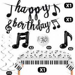 40 Pieces Music Theme Party Decorations Set Include Music Note Latex Balloons Foil Balloons Note Hanging Swirls Happy Birthda...