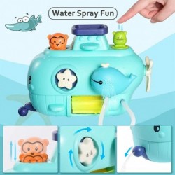 Bathtub Toys Whale Shape Submarine 8 Ways to Play Spin Water Spray Float.Suitable for 3 4 5 6 7 Year Children Baby Bath Toy S...