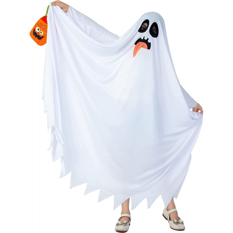 White Boo Ghost Robes Costume for Child Halloween Spooky Trick-or-Treating with Pumpkin Bag $29.81 Kids' Costumes