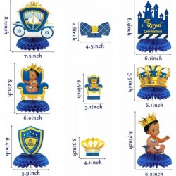 12Pcs Royal Prince Themed Honeycomb Centerpiece Table Toppers for Baby Boys African American Little Prince Black Boys Castle ...