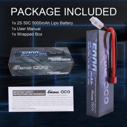 2S 7.4V 5000mAh 50C LiPo Battery Pack HardCase with Deans T Plug for RC Car Arrma Axial Losi Traxxas Slash Buggy Team Associa...