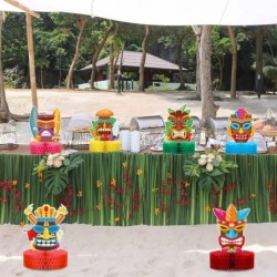 9 Pcs Tiki Hawaiian Luau Honeycomb Centerpiece Summer Tropical Party Decorations Tiki Luau Party Decorations Centerpiece Luau...