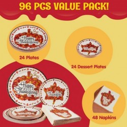 96pcs Thanksgiving Paper Plates and Napkins Disposable Dinnerware Set Includes 24 10" Big Plates 24 7" Dessert Plates and 48 ...