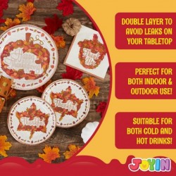 96pcs Thanksgiving Paper Plates and Napkins Disposable Dinnerware Set Includes 24 10" Big Plates 24 7" Dessert Plates and 48 ...