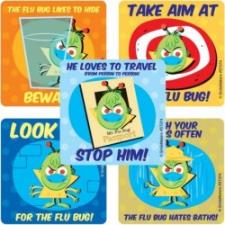 MR FLU Bug Stickers - Prizes and Giveaways - 100 per Pack $23.96 Kids' Stickers