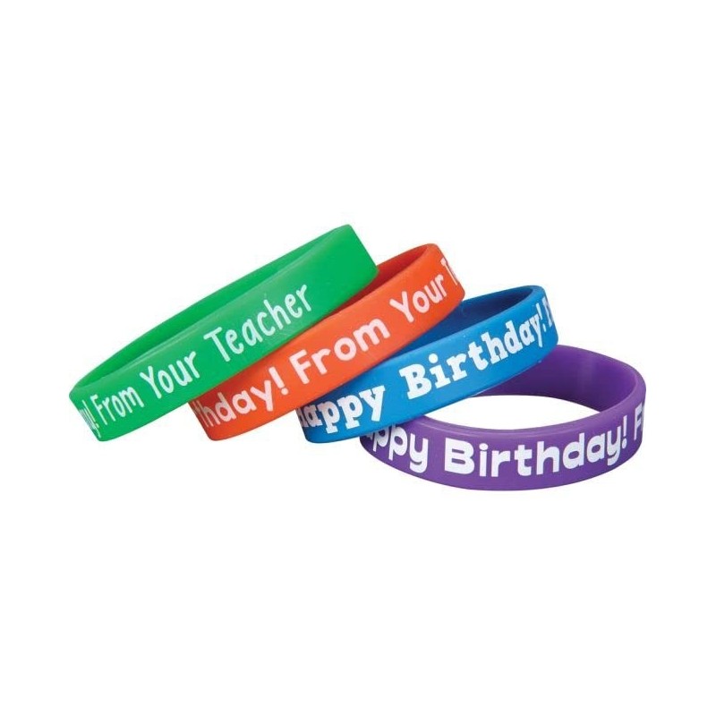 Happy Birthday from Your Teacher Silicone Bracelets - Set of 24 $38.21 Kids' Dress-Up Accessories