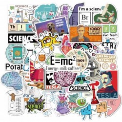 50 PCS Science Chemistry lab Astronaut Stickers Blockchain Code Brain Scientists Funny Stickers for Child Gift Decor Luggage ...