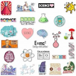 50 PCS Science Chemistry lab Astronaut Stickers Blockchain Code Brain Scientists Funny Stickers for Child Gift Decor Luggage ...