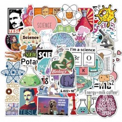 50 PCS Science Chemistry lab Astronaut Stickers Blockchain Code Brain Scientists Funny Stickers for Child Gift Decor Luggage ...