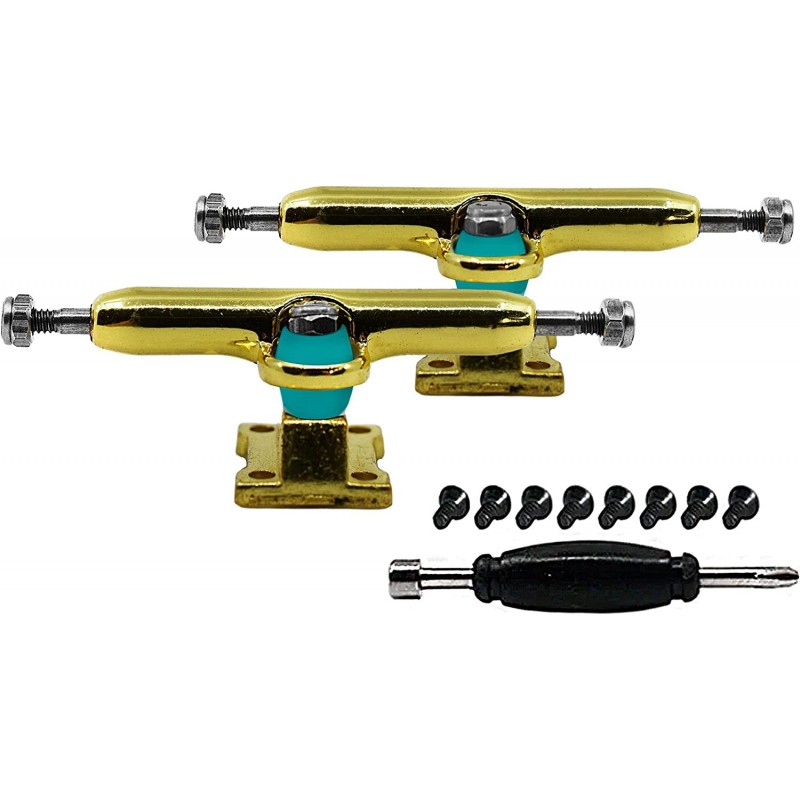 Prodigy Fingerboard Trucks with Upgraded Lock Nuts Gold Colorway - 32mm Wide - Professional Shape Appearance & Components - I...