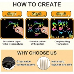 Scratch Rainbow Art for Kids: Magic Scratch off Paper Children Art Crafts Set Kit Supplies Toys Black Scratch Sheets Notes Ca...