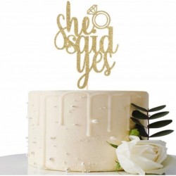 Gold Glitter She Said Yes Cake Topper - for Engagement/Bridal Shower/Wedding Shower/Proposal/Bachelorette Party Decorations $...