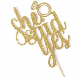 Gold Glitter She Said Yes Cake Topper - for Engagement/Bridal Shower/Wedding Shower/Proposal/Bachelorette Party Decorations $...