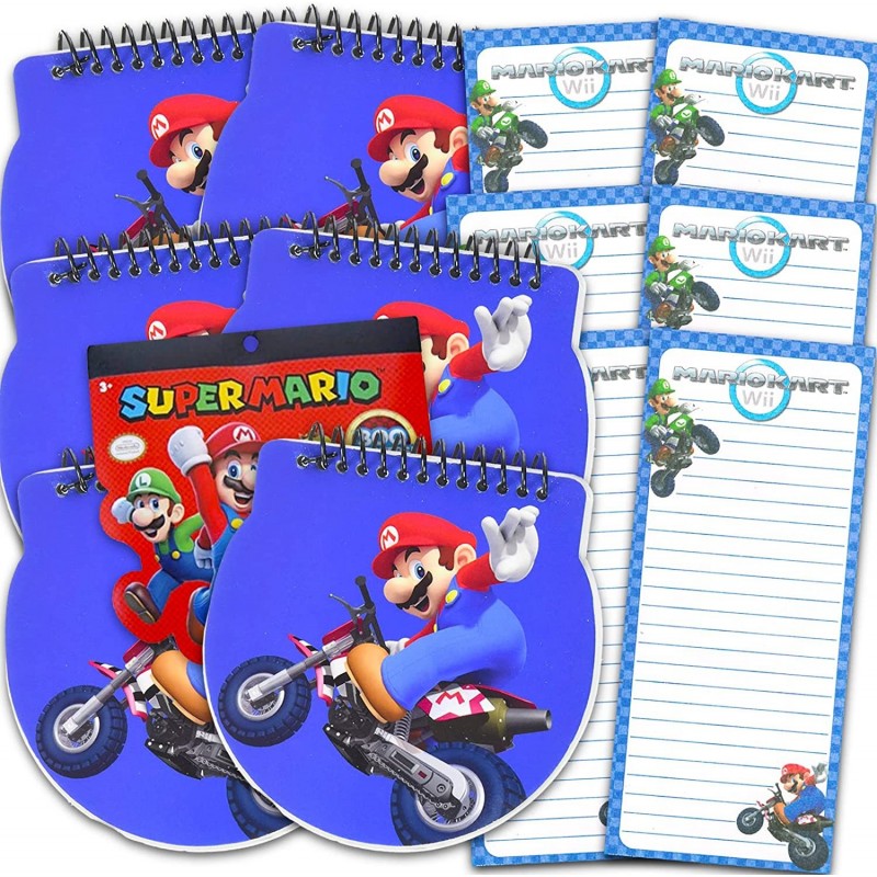 Super Mario Party Favors Sketchpad Set for Kids ~ Nintendo Party Supplies Bundle with 6 Mario Notepads 6 Magnetic Refrigerato...