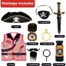 Kids Pirate Accessories With Captain Hat Vest Pirate Prop 8 Pcs for Halloween Pirate Pretend Play Dress Up Costume $42.34 Kid...