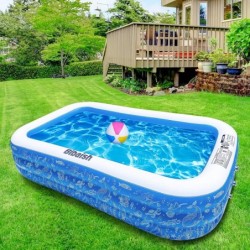 Inflatable Swimming Pool Full-Sized Family Pool Kiddie Pool Blow Up Pool for Baby Kids Kiddie Adult Inflatable Pool for Backy...