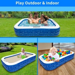 Inflatable Swimming Pool Full-Sized Family Pool Kiddie Pool Blow Up Pool for Baby Kids Kiddie Adult Inflatable Pool for Backy...