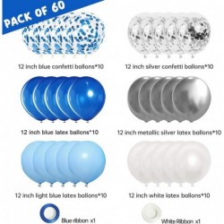 62pcs 12Inch Blue Silver White Confetti Balloons Kit Metallic Silver Balloons Blue Sliver Confetti Balloons for Wedding Party...