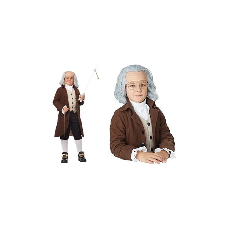 Boys Benjamin Franklin Costume Large (10-12) & Child Benjamin Franklin Wig Standard $79.99 Kids' Costumes