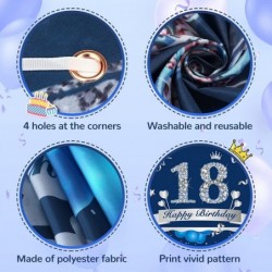 Blue 18th Birthday Decorations Banner for Boys Girls Navy Blue Silver Happy 18th Birthday Banner Backdrop Blue 18th Birthday ...