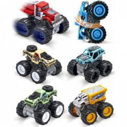 Monster Trucks for Boys and Girls 4-Wheel Drive Friction Powered 6-Pack Push and Go Toy Cars with Giant Wheels 360° Crazy Stu...