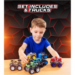 Monster Trucks for Boys and Girls 4-Wheel Drive Friction Powered 6-Pack Push and Go Toy Cars with Giant Wheels 360° Crazy Stu...