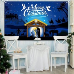 Christmas Nativity Backdrop Decoration Merry Christmas Outdoor Religious Nativity Scene Banner Holy Night Photo Booth Backgro...