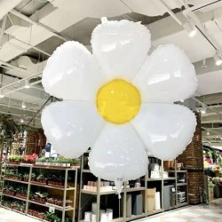 Daisy Balloons White Daisy Flower Balloon Daisy Themed Party Birthday Wedding Decoration Supplies 30inch 5PCS Yellow white $1...