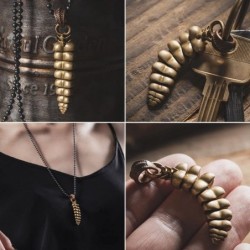 Rattlesnake Tail Rattle Pendant Necklace Brass Shakeable Fidget Jewelry for Women Men $48.49 Kids' Dress-Up Accessories