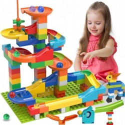 Marble Run Building Blocks Classic Big Blocks STEM Toy Bricks Set Kids Race Track Compatible with All Major Brands 110 PCS Va...