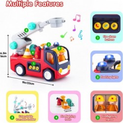 Fire Engine Toys for 2 3 4 Year Old Baby Fire Truck Toy with Light & Sound for 18+ Months Toddlers Play Vehicles Truck with T...