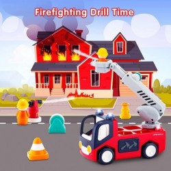 Fire Engine Toys for 2 3 4 Year Old Baby Fire Truck Toy with Light & Sound for 18+ Months Toddlers Play Vehicles Truck with T...