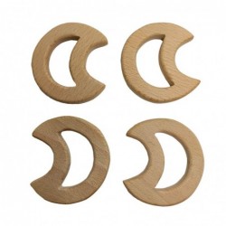 5pcs Lovely Cartoon Wood Moon Pendant Pure Natural Animal Shape Beech Wooden Handmade Cut Pattern DIY Beading Necklace Pendan...