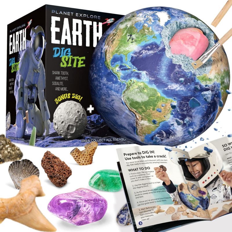 XXTOYS Solar System Gemstone Dig Kit - Dig Up 13 Gems Rocks & Fossils - Space Toys Science Kits for Kids Great Geology Gift f...