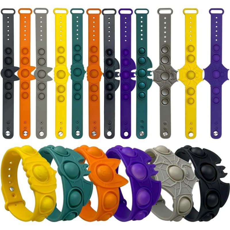 12 Pack Halloween Fidget Sensory Pop Bracelet Toys for Kids Boys Girls Halloween Party Favors Halloween Treat Bags Gifts $14....