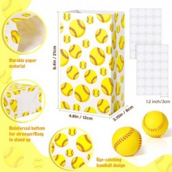 30 Pieces Softball Gift Bags Bulk Softball Goodie Candy Treat Bags Yellow Baseball Paper Party Favors Bags with Seal Stickers...