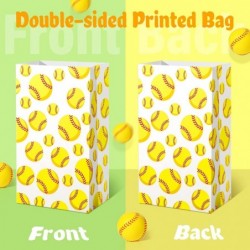 30 Pieces Softball Gift Bags Bulk Softball Goodie Candy Treat Bags Yellow Baseball Paper Party Favors Bags with Seal Stickers...