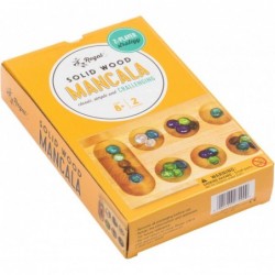 Wooden Mancala Board Game Set - Portable Foldable Wooden Board 48 Glass Mancala Stones and Mancala Instructions - for Large G...