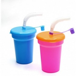 Neon Sipper Cups - 5.5 Inch 12 pack - 12 Oz. - Colorful Neon Cups with Lids and Straws - School Events Themed Parties and Bir...