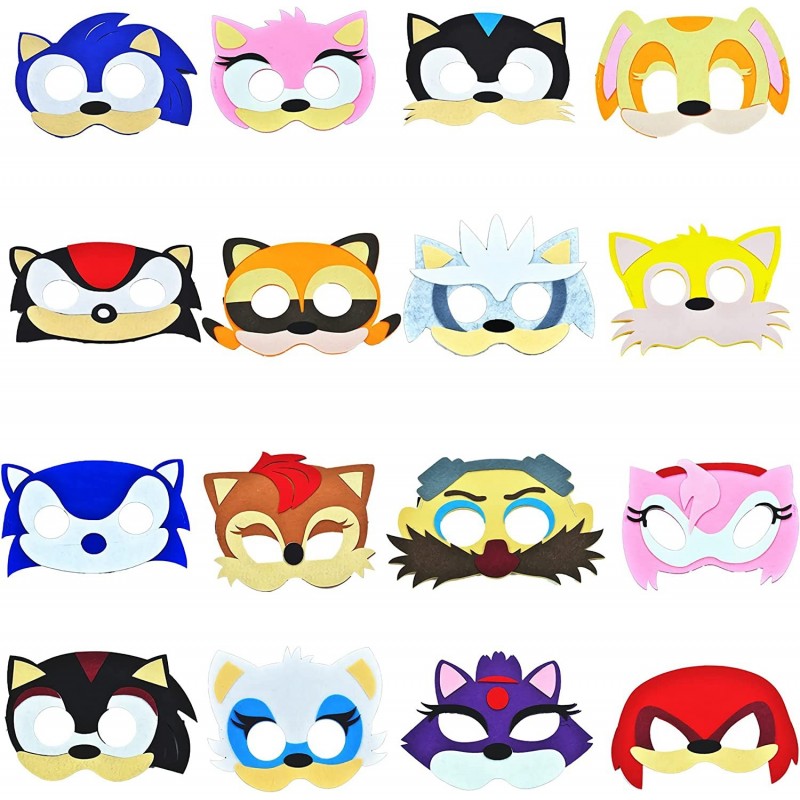 16 pieces Hedgehog mask kids birthday party supplies. Sonic game themed mask decorations party favors for boys and girls role...