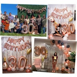 30th Birthday Decorations for Women With 30th Birthday Sash and Rhinestone Tiara | 30th Birthday Balloons 2 Pcs Foil Backdrop...