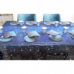 1 Piece Space Tablecloth Starry Night Tablecloth Decorations Disposable Starry Night Sky Table Cover Indoor/Outdoor Picnic Ki...