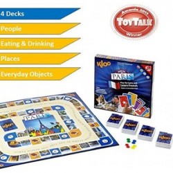 Learn French with KLOO's Race to Paris Board Game - 4 Decks - Award Winning Fun - Beginner to Intermediate $66.33 Board Games